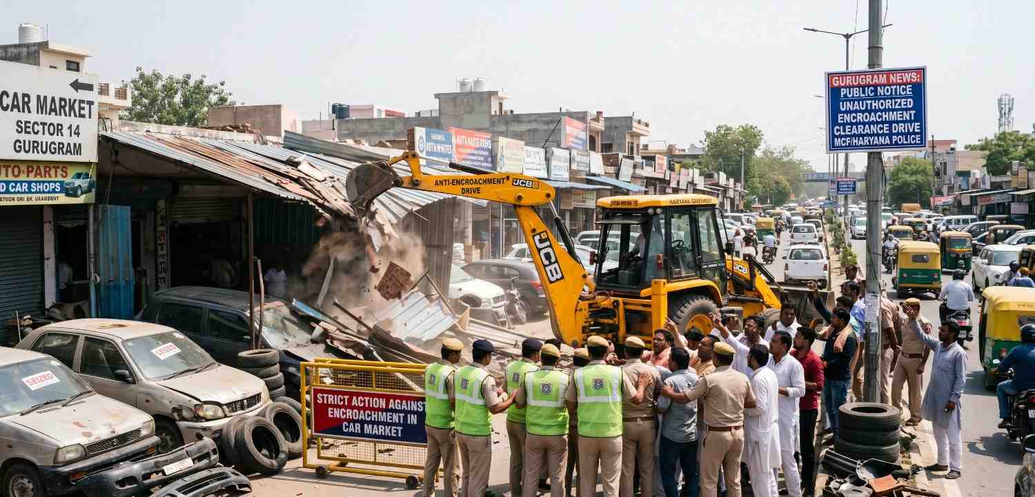 Gurugram News: Strict Action Against Encroachment in the Car Market