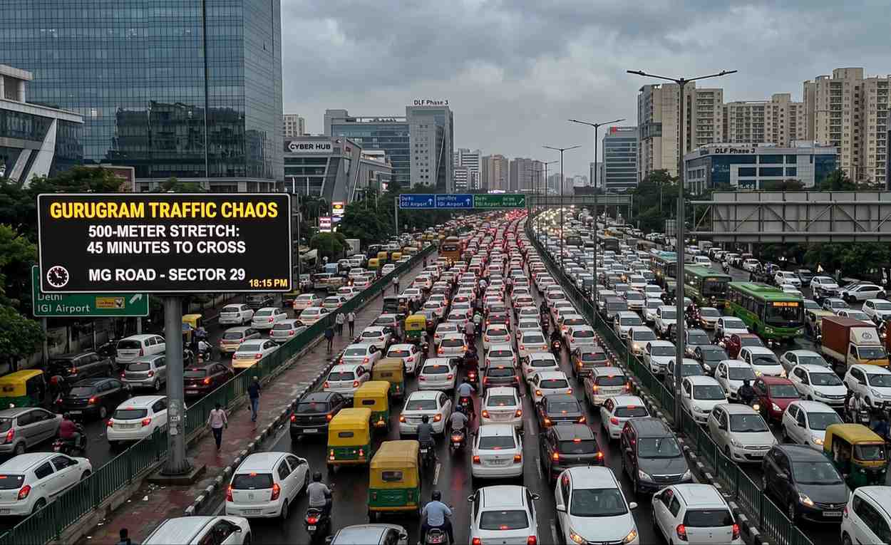 Gurugram Traffic Chaos: 500-Meter Stretch Takes 45 Minutes to Cross